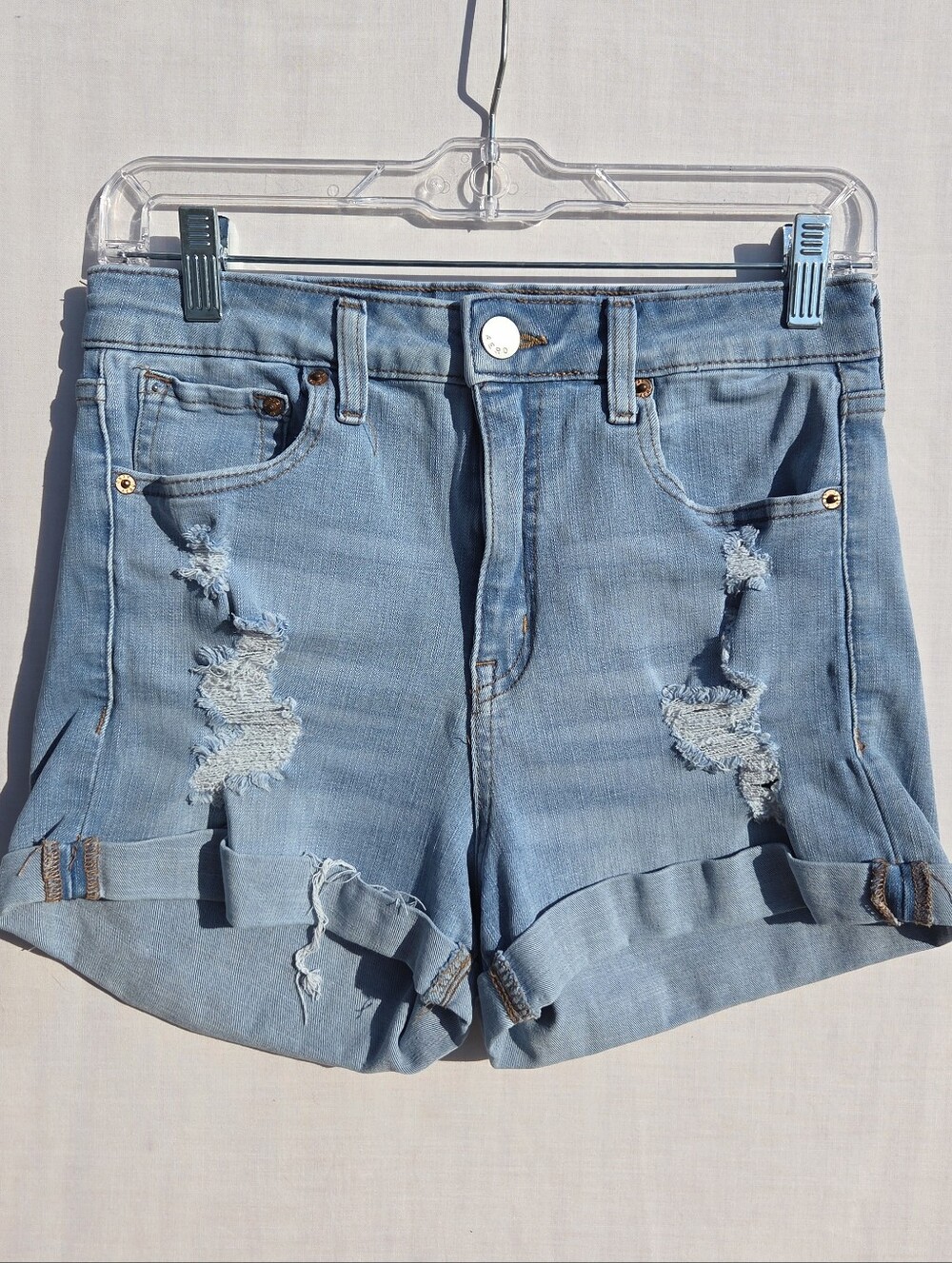Aeropostale Light Blue High Rise Curvy Midi Shorts 10